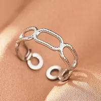 Retro IG Style Geometric 304 Stainless Steel Plating 18K Gold Plated Unisex Open Rings sku image 5