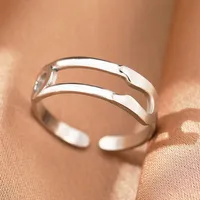 Retro IG Style Geometric 304 Stainless Steel Plating 18K Gold Plated Unisex Open Rings sku image 7