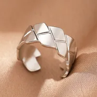 Retro IG Style Geometric 304 Stainless Steel Plating 18K Gold Plated Unisex Open Rings sku image 10