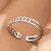 Retro IG Style Geometric 304 Stainless Steel Plating 18K Gold Plated Unisex Open Rings sku image 18