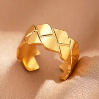 Retro IG Style Geometric 304 Stainless Steel Plating 18K Gold Plated Unisex Open Rings sku image 30