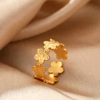 Retro IG Style Geometric 304 Stainless Steel Plating 18K Gold Plated Unisex Open Rings sku image 34