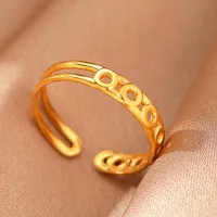 Retro IG Style Geometric 304 Stainless Steel Plating 18K Gold Plated Unisex Open Rings sku image 38