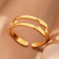 Retro IG Style Geometric 304 Stainless Steel Plating 18K Gold Plated Unisex Open Rings sku image 27