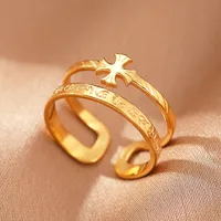 Retro IG Style Geometric 304 Stainless Steel Plating 18K Gold Plated Unisex Open Rings sku image 29