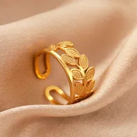 Retro IG Style Geometric 304 Stainless Steel Plating 18K Gold Plated Unisex Open Rings sku image 33
