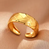 Retro IG Style Geometric 304 Stainless Steel Plating 18K Gold Plated Unisex Open Rings sku image 37
