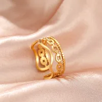 Retro IG Style Geometric 304 Stainless Steel Plating 18K Gold Plated Unisex Open Rings sku image 39