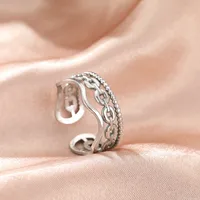 Retro IG Style Geometric 304 Stainless Steel Plating 18K Gold Plated Unisex Open Rings sku image 19