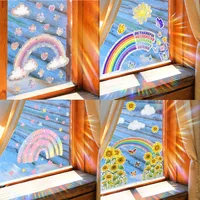 Casual Pastoral Letter Rainbow Butterfly PVC Window Stickers Wall Art main image 1
