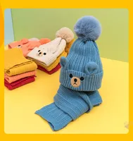Kid'S Cute Solid Color Face Eaveless Scarf Wool Cap main image 5