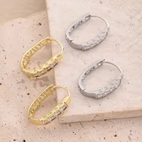 1 Pair/Package Casual Modern Style Simple Style U Shape Polishing Plating Inlay Copper Zircon 18K Gold Plated White Gold Plated Hoop Earrings Earrings main image 1