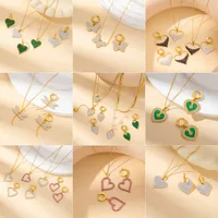 Simple Style Insect Heart Shape Titanium Steel Inlay Zircon Valentine'S Day Women's Earrings Necklace main image 1