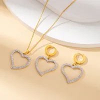 Simple Style Insect Heart Shape Titanium Steel Inlay Zircon Valentine'S Day Women's Earrings Necklace main image 4