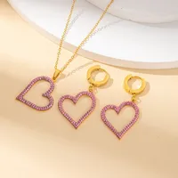 Simple Style Insect Heart Shape Titanium Steel Inlay Zircon Valentine'S Day Women's Earrings Necklace main image 5