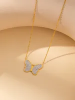 Simple Style Insect Heart Shape Titanium Steel Inlay Zircon Valentine'S Day Women's Earrings Necklace sku image 11