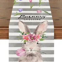 Cute Sweet Rabbit Stripe Polyester Tablecloths sku image 2