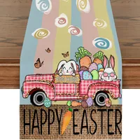 Cute Sweet Rabbit Stripe Polyester Tablecloths sku image 9