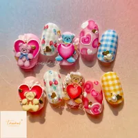 Cute Sweet Cartoon Heart Shape PET Nail Patches main image 2