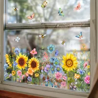 Pastoral Flower Butterfly PVC Window Stickers Wall Art main image 2