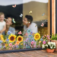 Pastoral Flower Butterfly PVC Window Stickers Wall Art main image 1