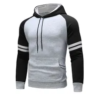 2024 New Cross-Border Leisure Sports Fitness Contrast Color Men's Autumn And Winter Mixed Color Stripe Sweater Pullover Hooded Plus main image 2