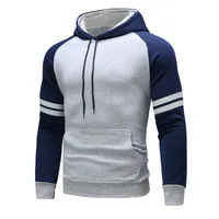 2024 New Cross-Border Leisure Sports Fitness Contrast Color Men's Autumn And Winter Mixed Color Stripe Sweater Pullover Hooded Plus main image 3