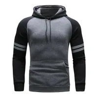 2024 New Cross-Border Leisure Sports Fitness Contrast Color Men's Autumn And Winter Mixed Color Stripe Sweater Pullover Hooded Plus main image 4