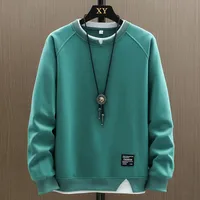 False Two-Piece Patchwork Heavy Round Neck Sweater Men's Spring And Autumn Trendy Ins All-Match Long Sleeve T-shirt Top Coat Men main image 3