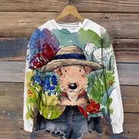 Human Skull Digital Printed Round Neck Sweater Halloween 2023 Pullover Independent Station Supply Women's Clothing main image 4