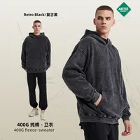 2024 Autumn And Winter Batik 400G Cotton Hooded Sweater Washed Loose Fashion Brand Remake Men's Pullover Sweater sku image 1