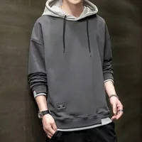Hooded Sweater Men's Ins Fashionable Fake Two Pieces Teen's Top Spring And Autumn Hong Kong Style Thin Early Autumn Clothing Coat main image 3