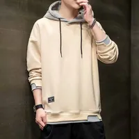 Hooded Sweater Men's Ins Fashionable Fake Two Pieces Teen's Top Spring And Autumn Hong Kong Style Thin Early Autumn Clothing Coat main image 4