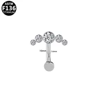 Casual Simple Style Classic Style Geometric Pure Titanium Titanium Alloy Plating Inlay Zircon White Gold Plated Unisex Belly Ring main image 4