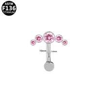 Casual Simple Style Classic Style Geometric Pure Titanium Titanium Alloy Plating Inlay Zircon White Gold Plated Unisex Belly Ring main image 2