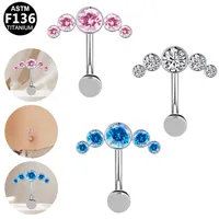 Casual Simple Style Classic Style Geometric Pure Titanium Titanium Alloy Plating Inlay Zircon White Gold Plated Unisex Belly Ring main image 1