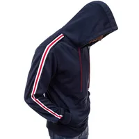 Men's New Casual Fashion Pullover Hooded Sweater Fashion Line Stitching main image 3