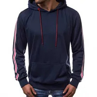 Men's New Casual Fashion Pullover Hooded Sweater Fashion Line Stitching main image 4