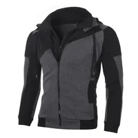 2020 New Amazon Men's Special Multicolor Double Layer Zipper Hooded Cardigan Slim-Fitting Sweater main image 3