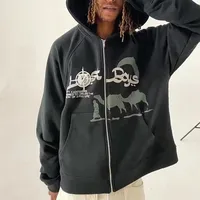 2022 Amazon Desert Team Of Camels Zipper Sweater Casual American Hoodie Trendy Loose Sweater Cardigan main image 1