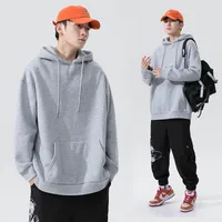 Solid Color Hooded Sweater Men's 2022 Spring And Autumn New Double-Layer Hat Pullover Top Korean Fashion Loose Versatile Coat main image 3