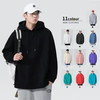 Solid Color Hooded Sweater Men's 2022 Spring And Autumn New Double-Layer Hat Pullover Top Korean Fashion Loose Versatile Coat main image 4
