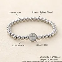 Simple Style Commute Cross 304 Stainless Steel Beaded Unisex Bracelets main image 2