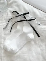 Women's Cute Sweet Solid Color Lace Cotton Appliques Crew Socks 1 Piece sku image 1