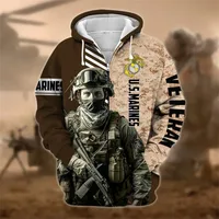 Autumn 3D Print American Soldier Veterans Zipper Hooded Sweatshirt Zipper Hooded Sweatshirt Camouflage Vintage Clothes main image 4