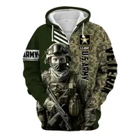 Autumn 3D Print American Soldier Veterans Zipper Hooded Sweatshirt Zipper Hooded Sweatshirt Camouflage Vintage Clothes main image 5