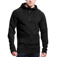 Men's Casual Autumn Winter Fleece - Lined Hooded Sweatshirt With Stand Collar, Half - Zip & Color Block Design main image 2