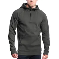 Men's Casual Autumn Winter Fleece - Lined Hooded Sweatshirt With Stand Collar, Half - Zip & Color Block Design main image 4