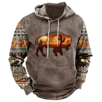 Men's Vintage 3D Print Hoodie Autumn Winter Retro Streetwear Casual Sportswear main image 2
