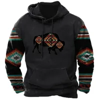 Men's Vintage 3D Print Hoodie Autumn Winter Retro Streetwear Casual Sportswear main image 5